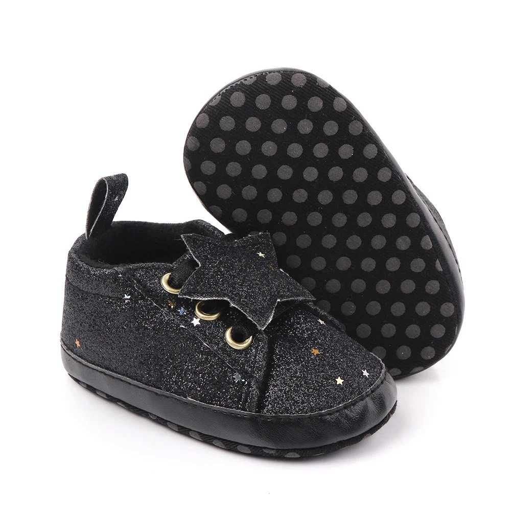 

2020 Baby First Walkers Newborn Baby Boy Girl Pram Shoes Infant Sneakers Toddler PreWalker Colorful Sequin Stars Trainers 0-18M