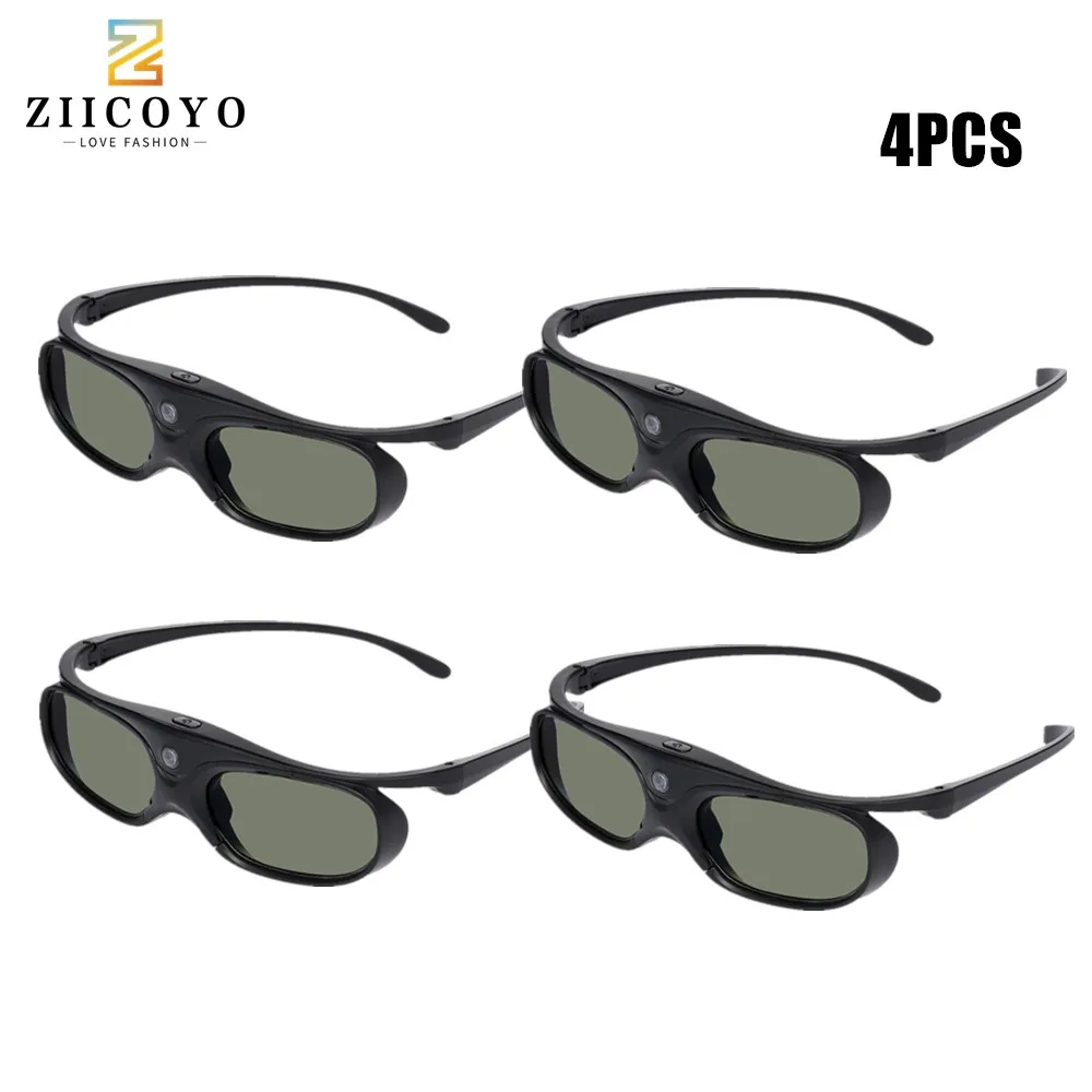 4pcs Rechargeable DLP link active shutter 3D glasses for all dlp 3D ready projector, varied brand Optoma JmGo V8 XGIMI Projector