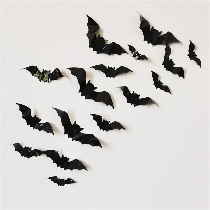 16 шт. Хэллоуин 3D принт чёрной летучей мыши наклейки на стены для празднования