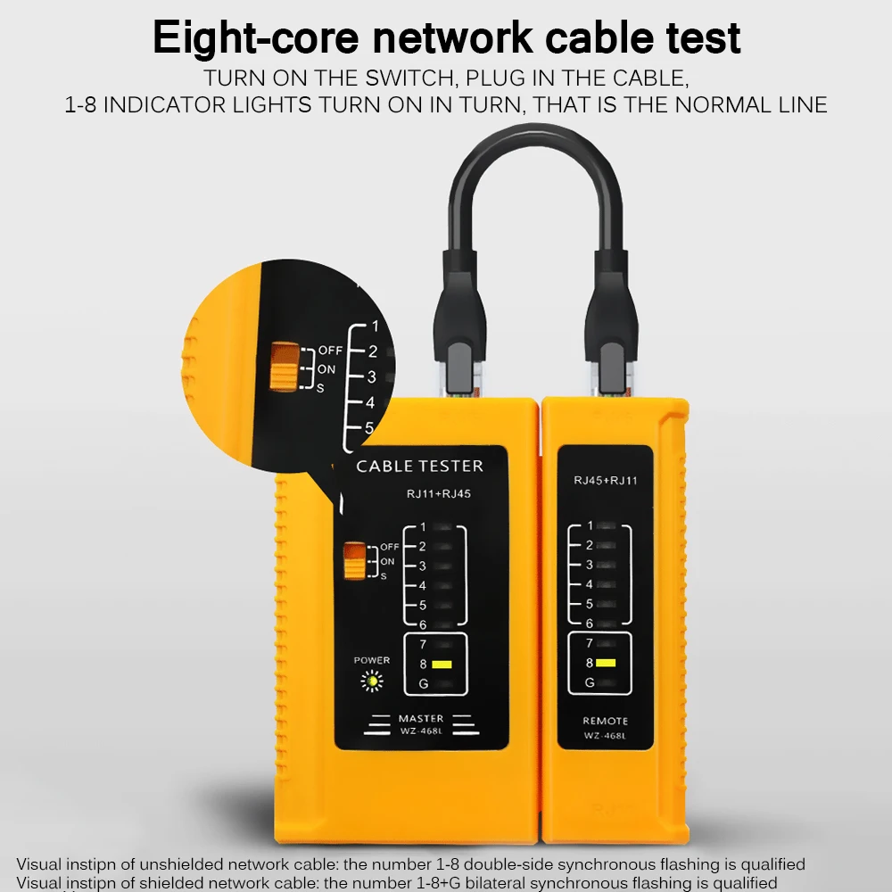 

Кабельный тестер RJ45 RJ11, профессиональный прибор для проверки сетевого кабеля, для ремонта кабеля, сетевой инструмент