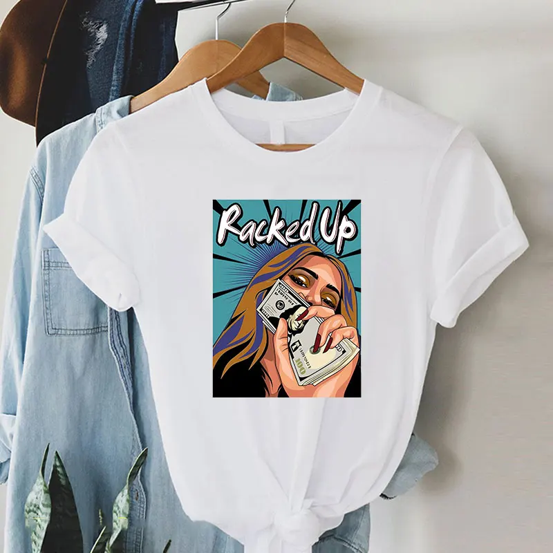 

Wholesale Summer Casual T Shirt Women Graphic Tees Racked Up Shirts Tops High Quality Tshirt Aesthetic T Shirts