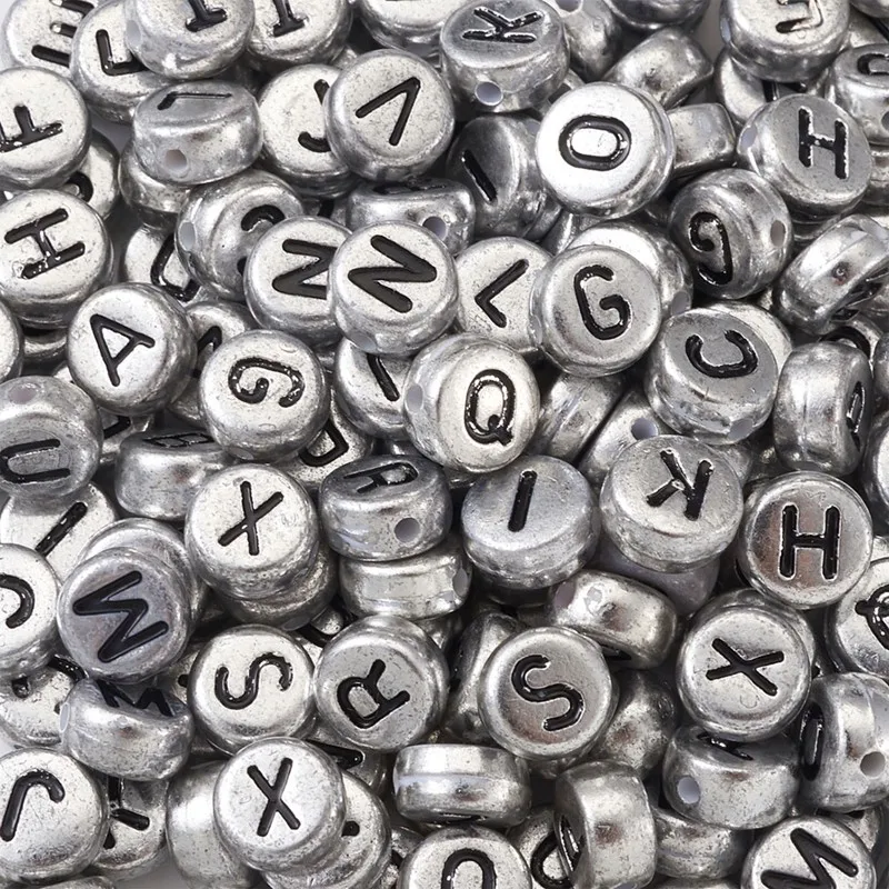 

Pandahall 7x4mm Alphabet Acrylic Beads 26 letters Flat Round Letter A~Z for Jewelry Making DIY Bracelet Necklace Accessories