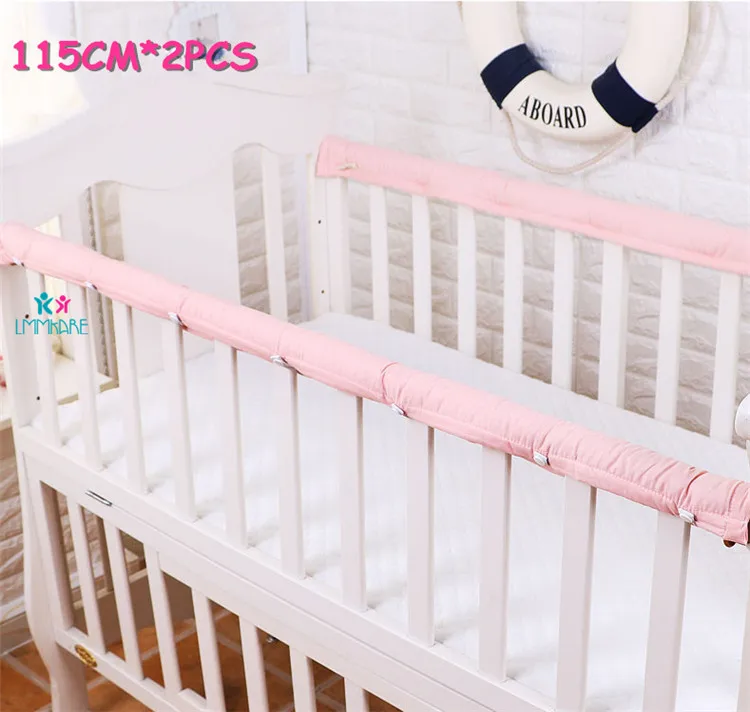 Pink 115cm Хлопковый плотный бампер для детской кроватки, защитные полосы для кроватки новорожденных, защитные накладки для новорожденных, защитные накладки на рельсы, 2 шт - Цвет: Pink 115cm