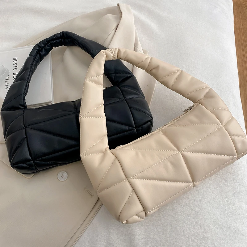 

Vintage Diamond Underarm Ladies Handbag High Quality Pu Leather Shoulder Bag Women's Luxury Simple Solid Shoulder Bag Woman 2021