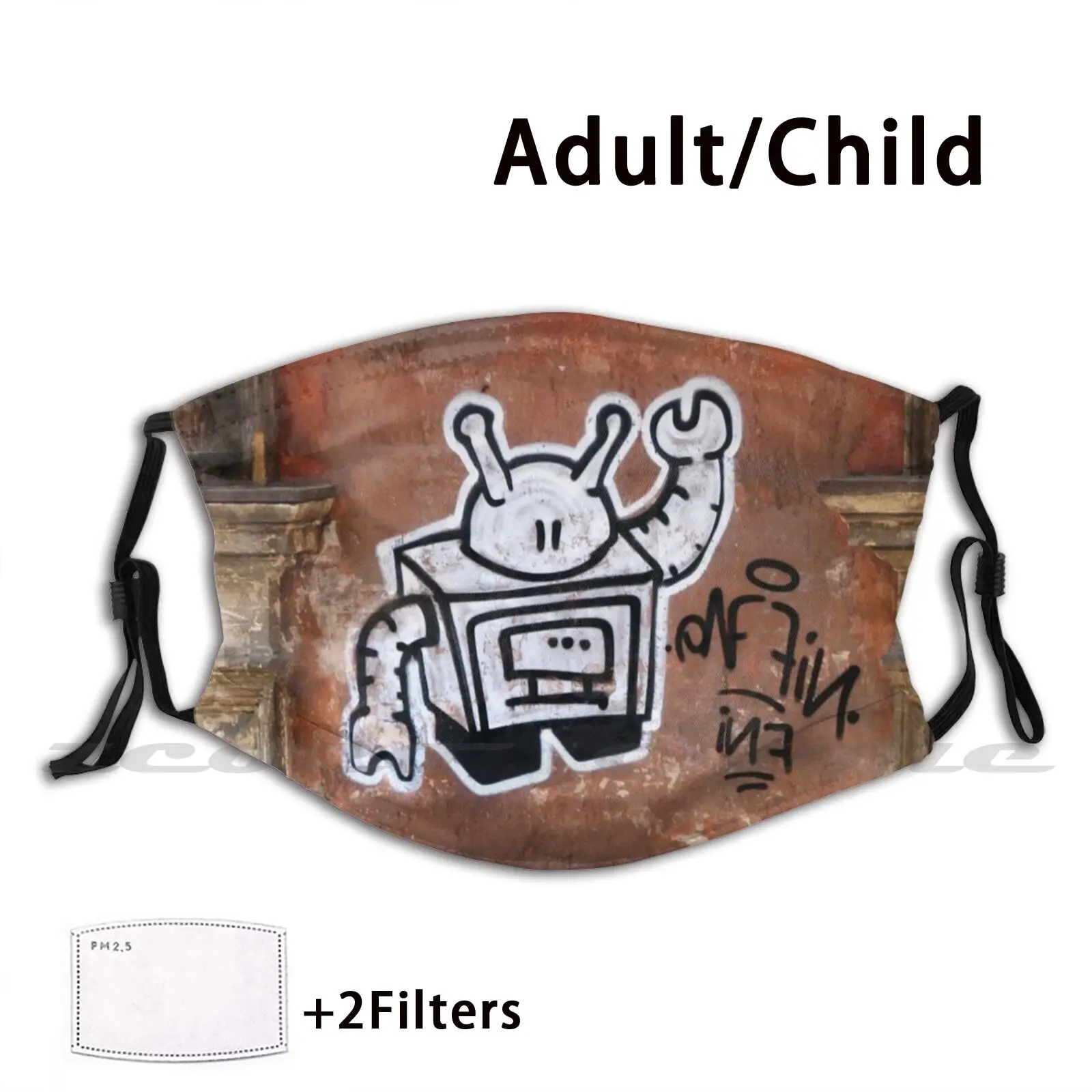 Маска робота тканевый многоразовый Печатный Фильтр моющийся робот граффити