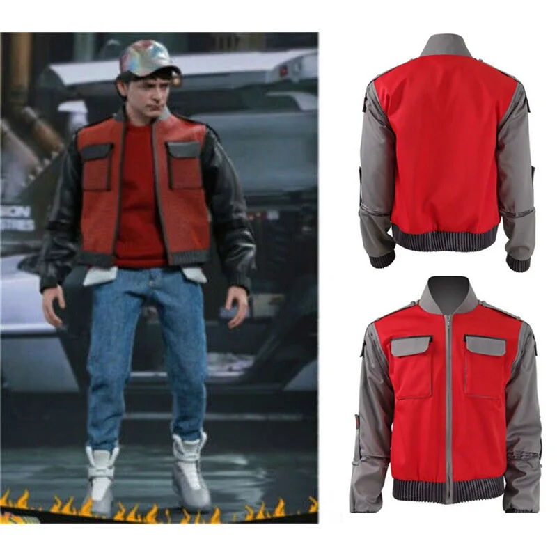

Пиджак для косплея Назад в будущее Jr Marlene Seamus Marty Mcfly оранжево-красная верхняя одежда пальто мужской костюм на Хэллоуин