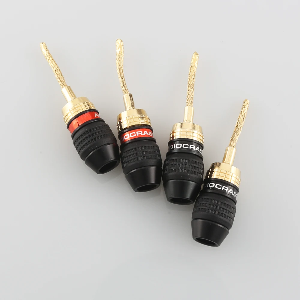 8pcs B836G High Quality Speaker 2mm Pin Copper Wire Braided Banana Plugs Connector HIFI Speaker Cable Plug
