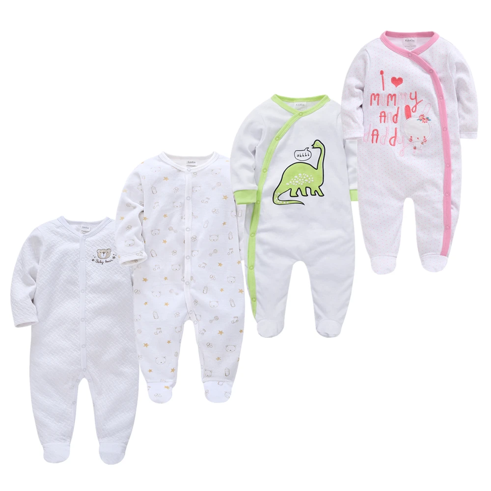 2021 3 4 pcs/lot Summer Baby Boy roupa de bebes Newborn Jumpsuit Long Sleeve Cotton Pajamas 6 9 12 Months Rompers Clothes |