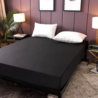 100 waterproof fitted bed sheet soft brushed mattress cover sheet twinfullqueenking size elastic bedspreads solid black grey
