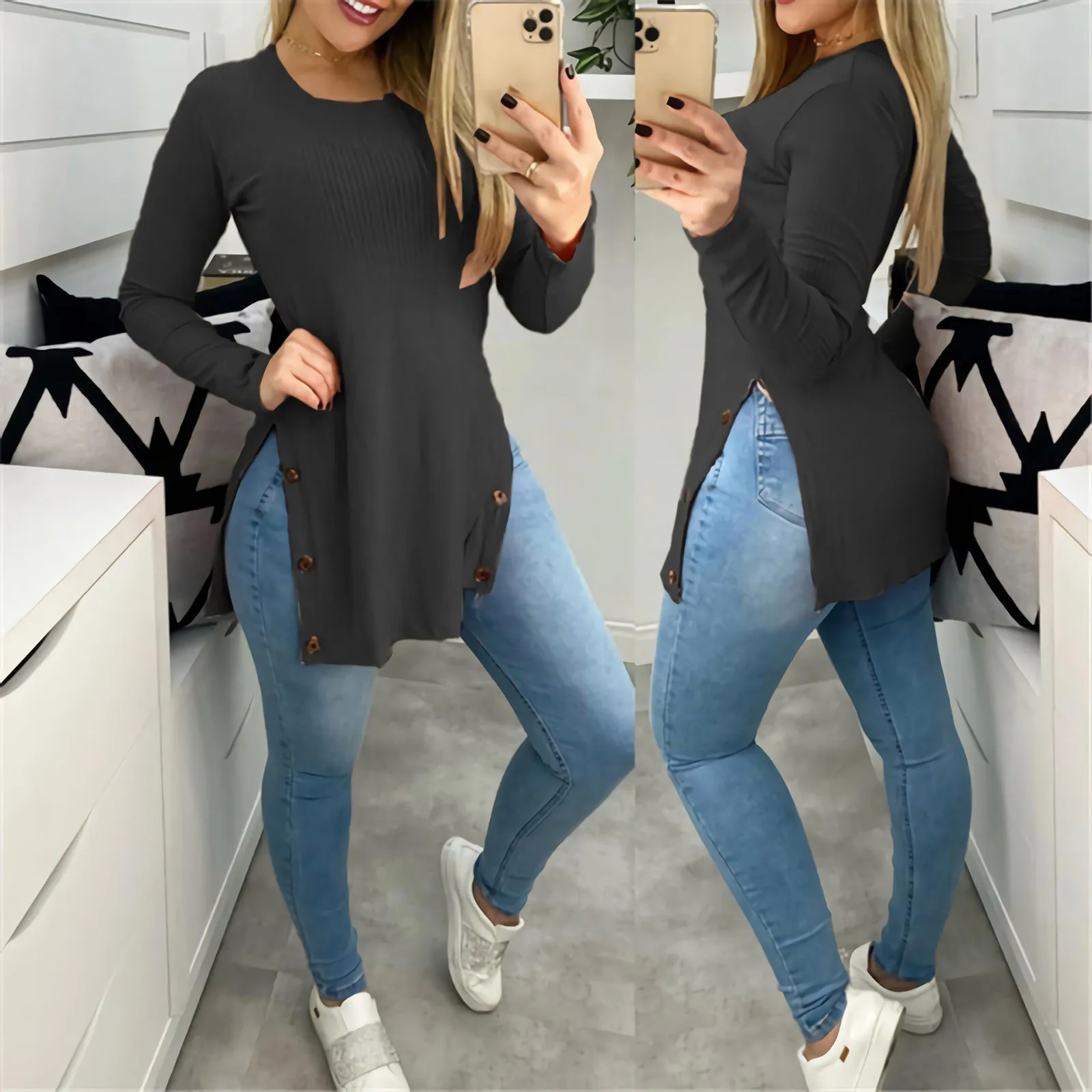 

T-Shirts Female Clothing Woman Clothes Long Sleeve Kawaii Tops Oversized T-shirt Women's Plus Size Top Crop Tees