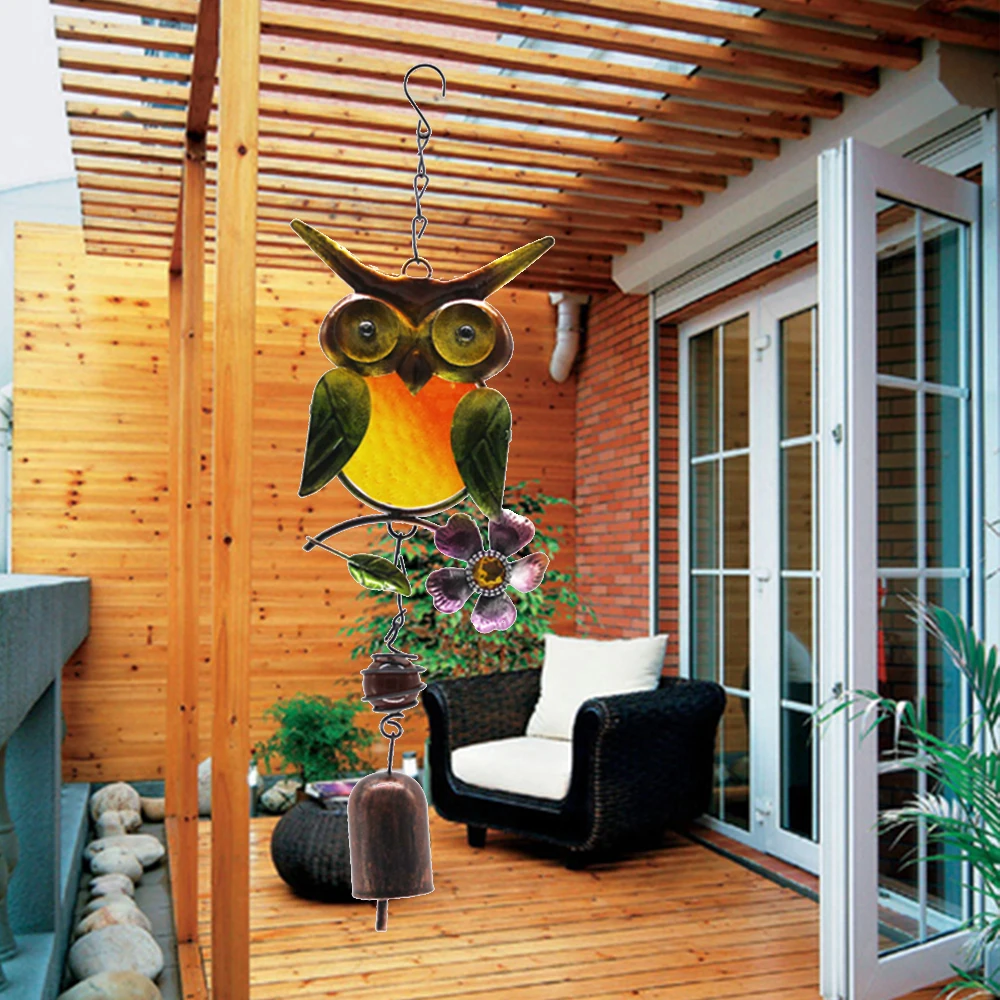 Европейский Стиль Окна Балкон Сова Декор колокольчики двора дома настенные
