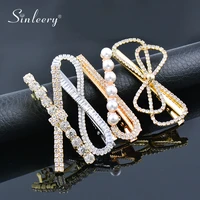 sinleery gold color cubic zirconia pearl bow hair clips sweet hairpins barrettes hair accessories 2021 new arrival zd1 ssk