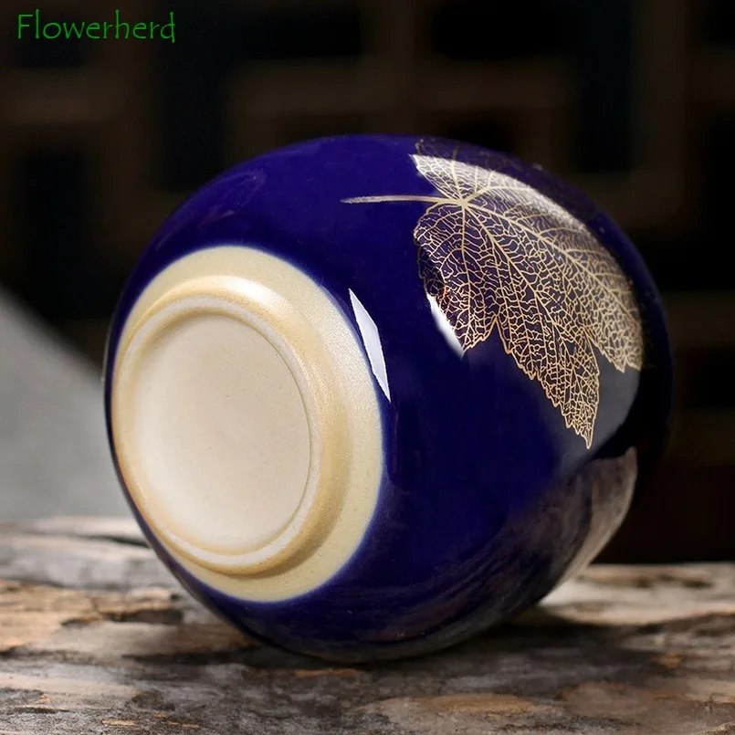 

Ceramic Porcelain Tea Cup Teaware Kung Fu Tea Cup Set Tea Set Tea Bowl Ji Blue Glazed Master Tea Cup Maple Leaf Tea Cup