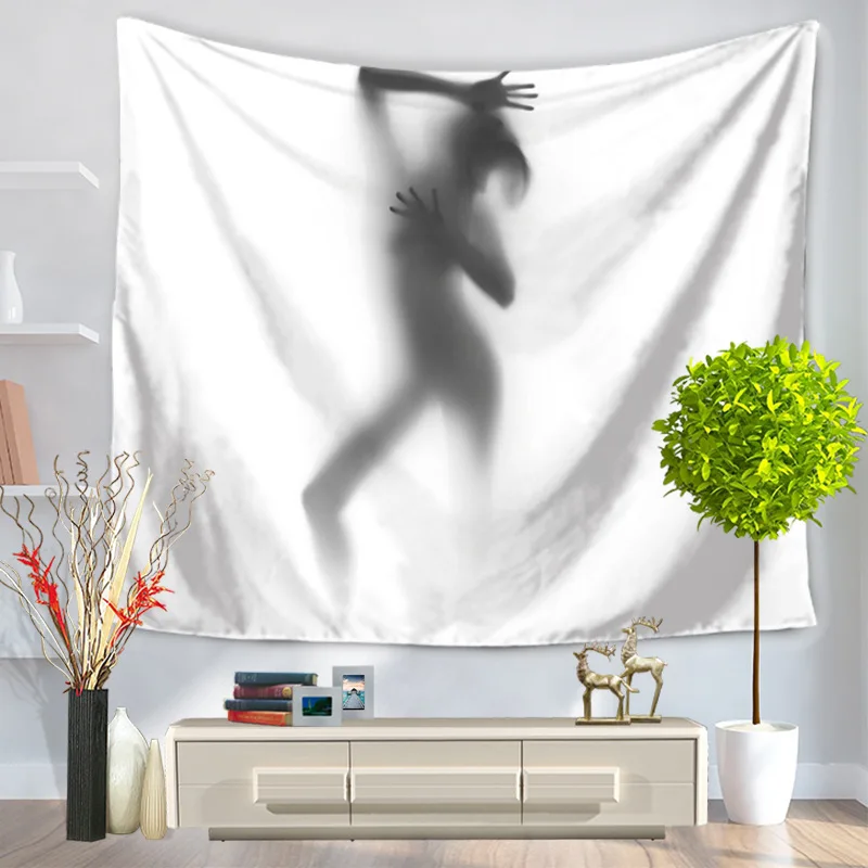 Черно-белый гобелен с принтом мандалы настенное украшение для ванной в стиле