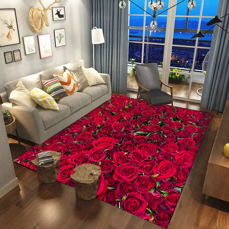 Красный/Розовый Цветы 3D коврики с принтом Свадебный декор большие ковры ко Дню