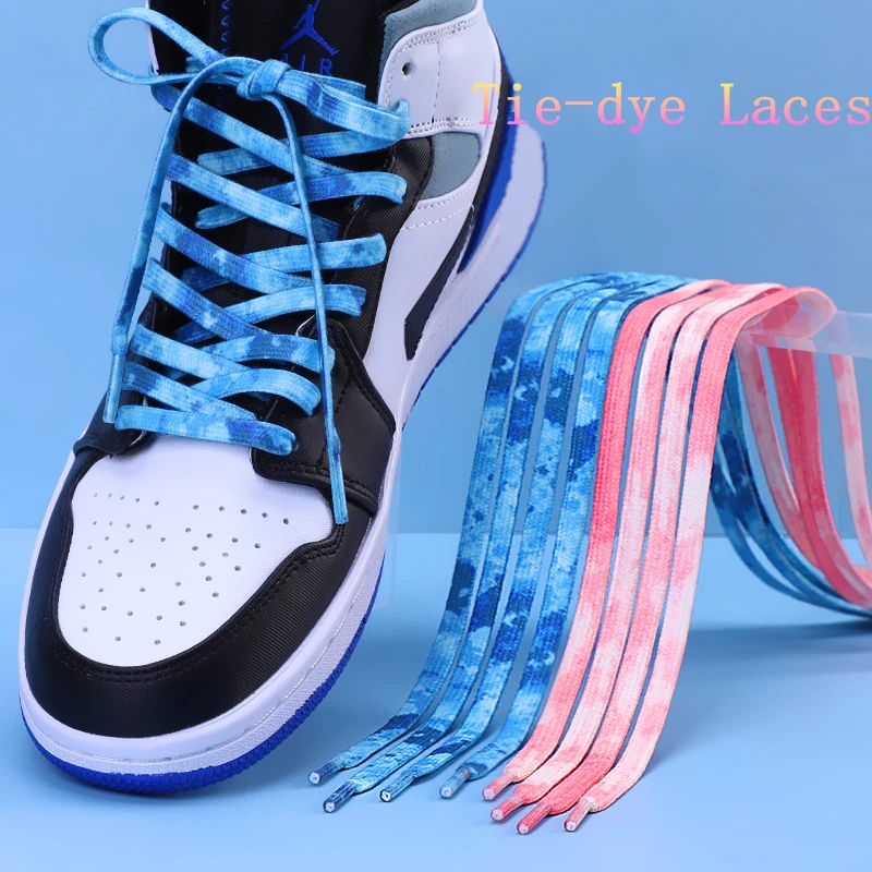 Tie-dyed Shoelaces Flat AF1 Sneakers Shoelace Basketball Shoes Personality Color Sports Shoe Laces Rope Wholesale Fashion New