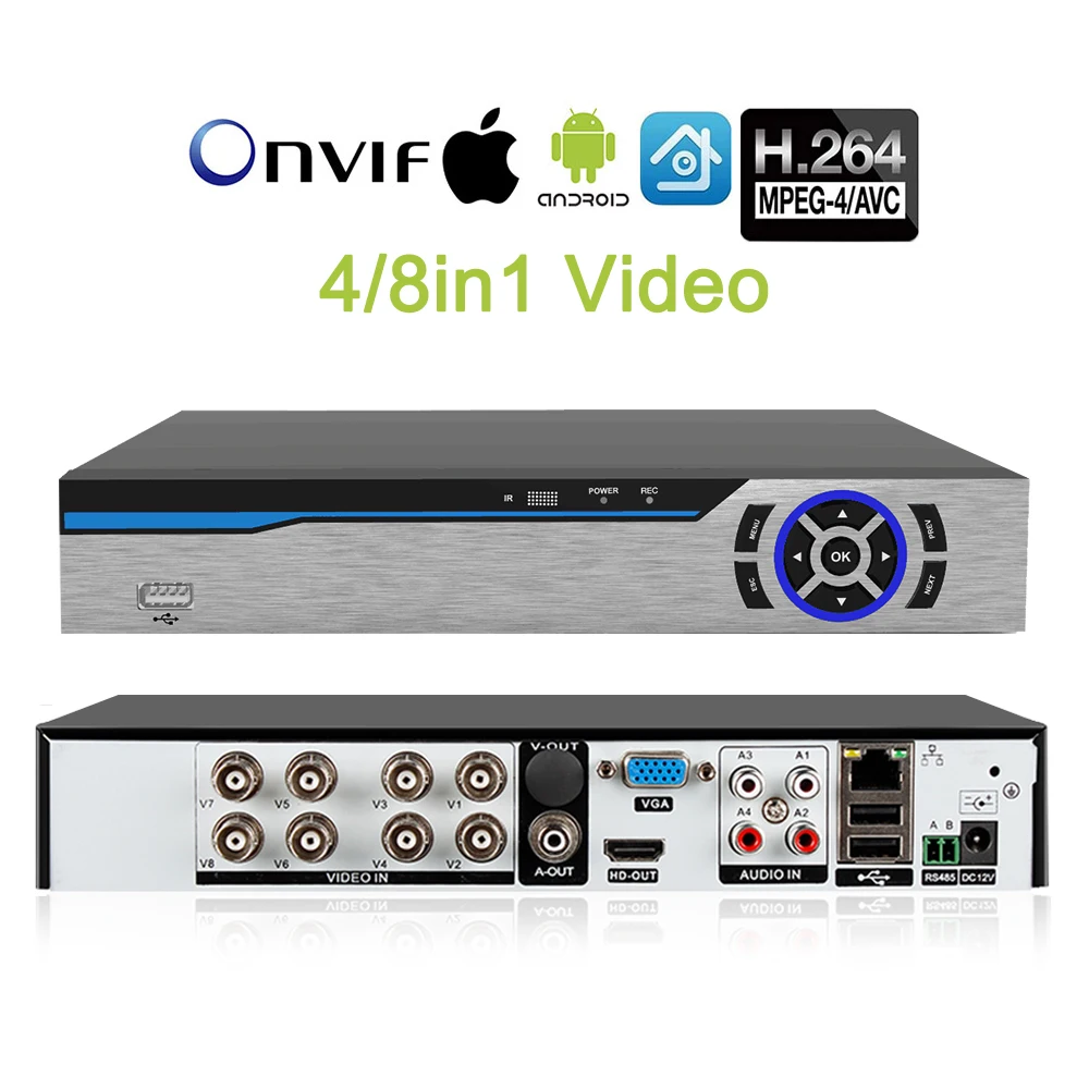 4CH/8CH CCTV AHD DVR 4 в 1 видеорегистратор для IP камеры с европейской