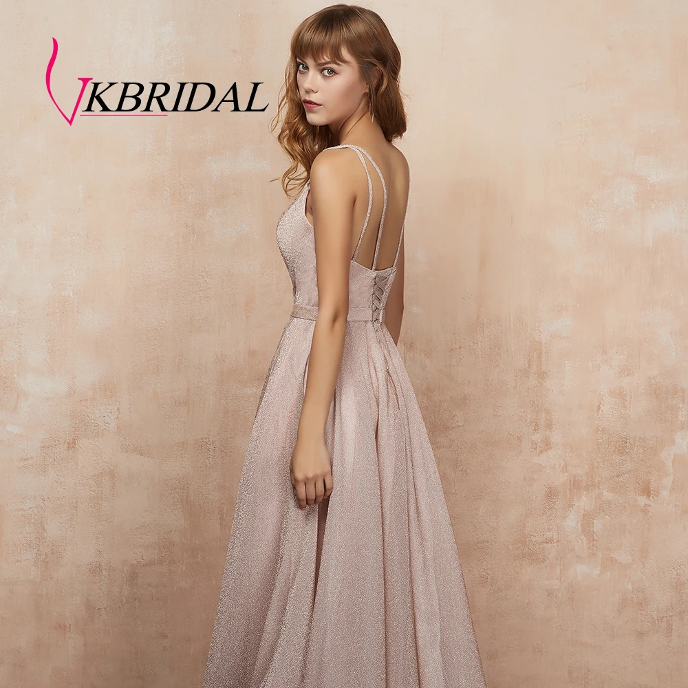 VKbridal/платья для выпускного вечера с карманом и v образным вырезом блестящие