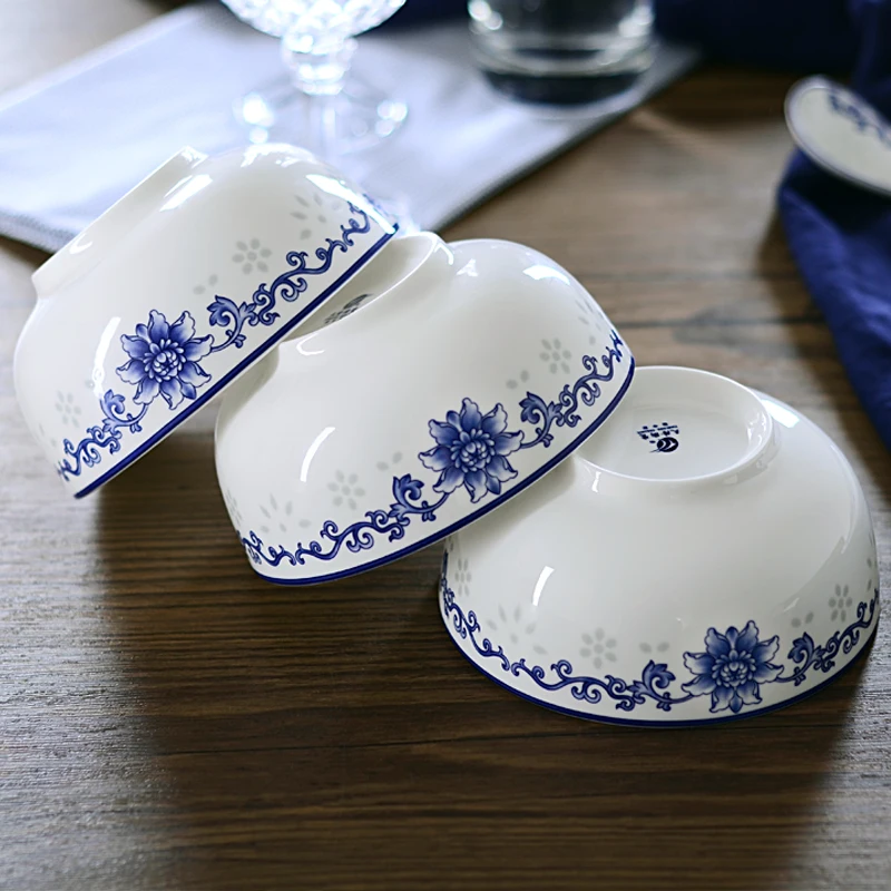 5 дюймов пиалы для лапши рамен синий и белый фарфор посуда Цзиндэчжэнь