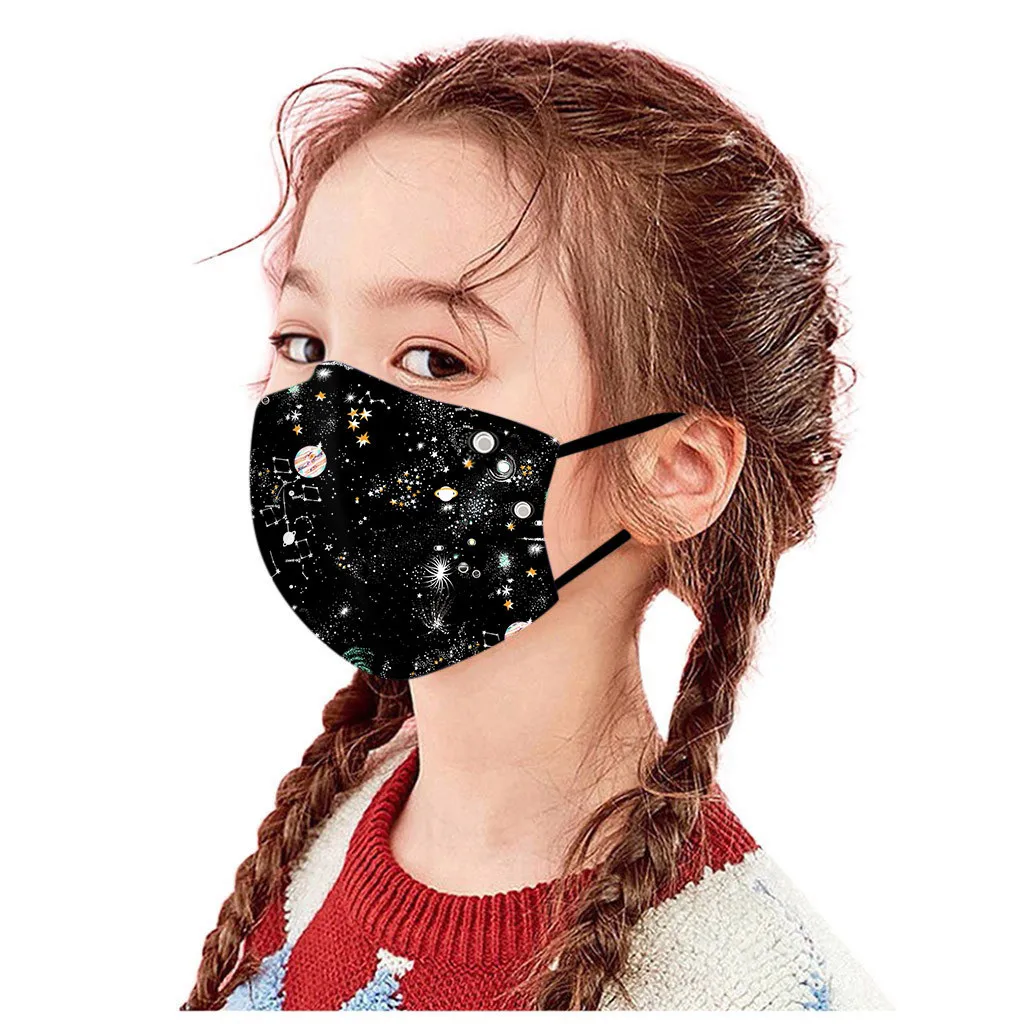 6 шт. детская Регулируемая ветрозащитная многоразовая маска для лица с принтом