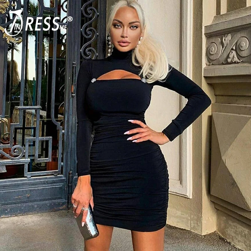 Женские вечерние платья INDRESSME облегающее платье до колена с круглым вырезом и
