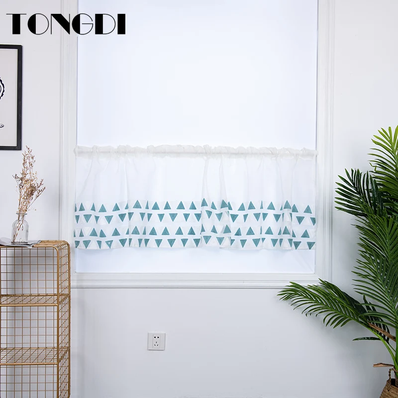Домашние кухонные шторы TONGDI короткие яруса элегантные квадратные вышитые белые