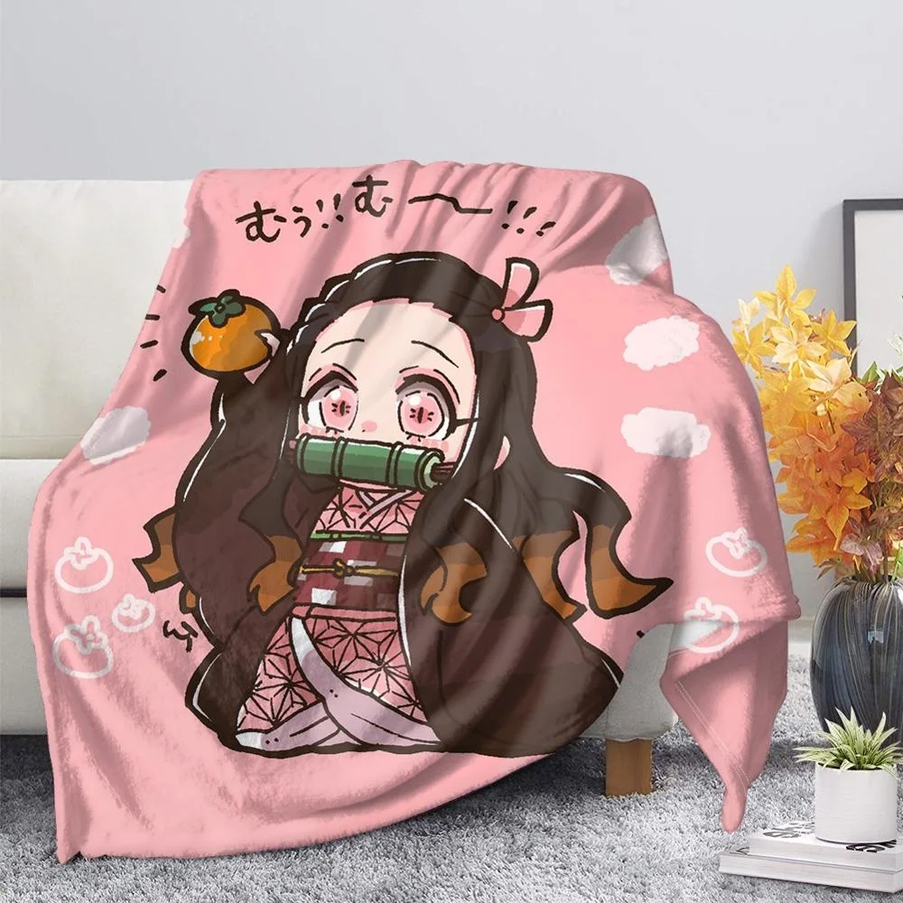 

Devil's Blade Anime Duvet Home Decorative Cartoon Demon Slayer Spring/Autumn Fleece Blankets for Children Kids Bedding