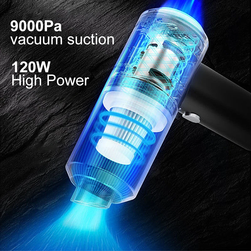 $120.59 9000pa Car Vacuum Cleaner Mini Gun style Cleaner Cordless 120W Handheld Portable Vacuum Cleaner For Auto Interior Home appliance