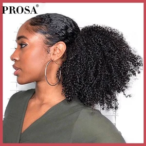 Афро кудрявые вьющиеся удлинители для конского хвоста, бразильские человеческие волосы 4B 4C с зажимом, не поврежденные волосы 8-28 дюймов, натуральный цвет, накладной хвост, необработанные волосы