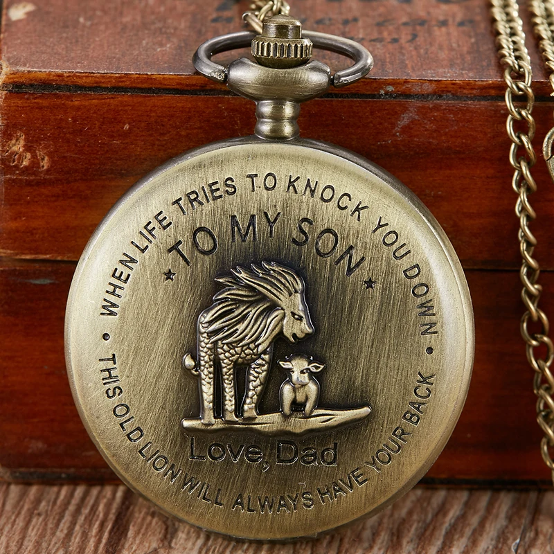 Кварцевые карманные часы с цепочкой и подвеской в стиле стимпанк Король Лев