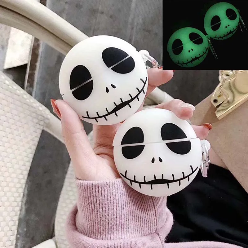 

3D Cartoon Skull Silicone Earphone Cases for Apple Airpods 1 2 Pro 3 Bluetooth Headset Box Fundas for Air Pods Pro Cover