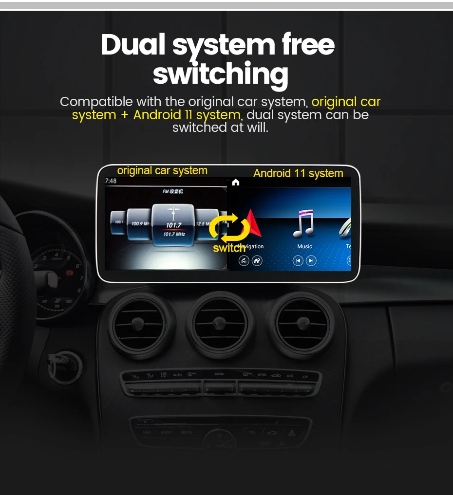 Антибликовый экран Android 11 8 ядер ГБ ОЗУ 256 Гб ПЗУ для Mercedes Benz C-Class W204 S204 2008-2013