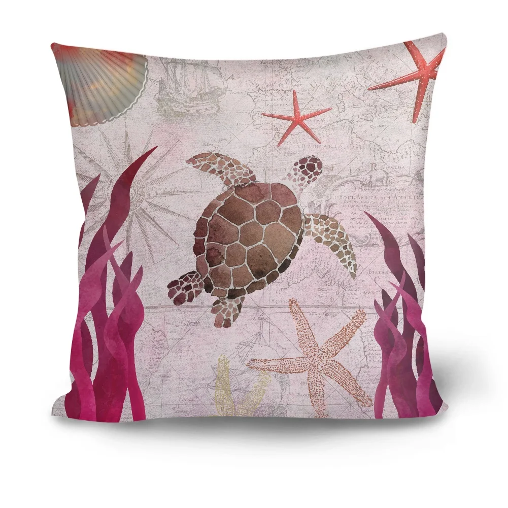 

Retro Style Turtle Pillow Cases Custom Cushion Cover Pillowcases 45*45 Dakimakura Pillow Case Decorative Pillows for Sofa