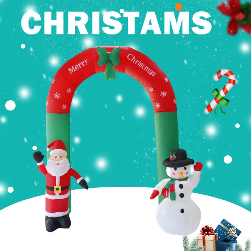 

2.4m High Merry Christmas Inflatable Archway with Santa Snowman Doll For Xmas Navidad Natal 2022 New Year Party Door Ornaments