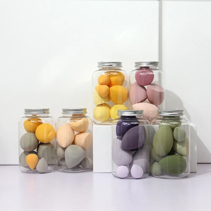 7 шт. в банке косметическая губка-спонж для влажного и сухого макияжа двойного