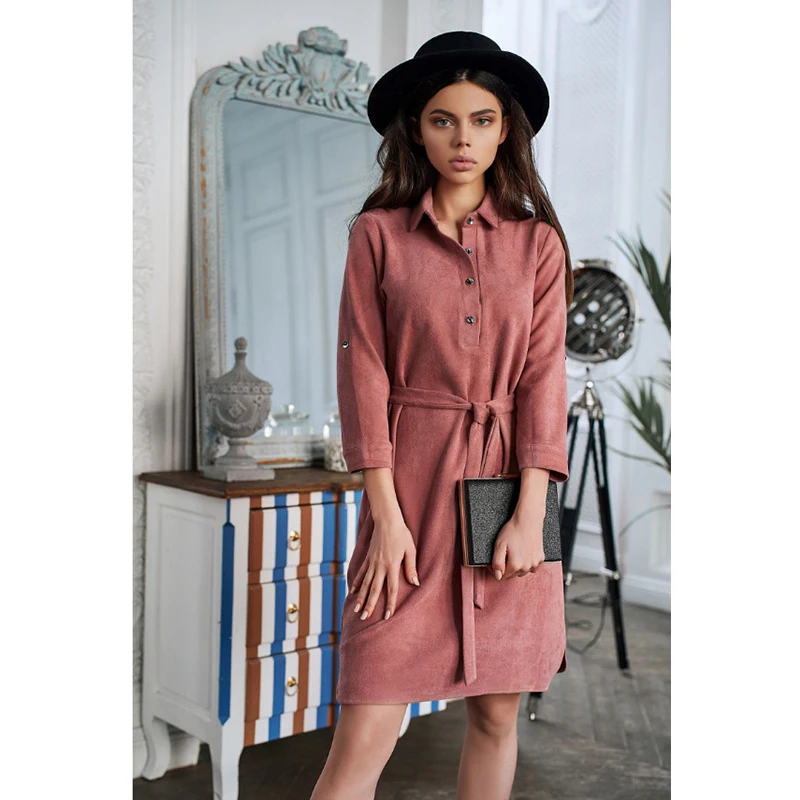 Женское повседневное прямое вечернее платье с поясом элегантное однотонное мини