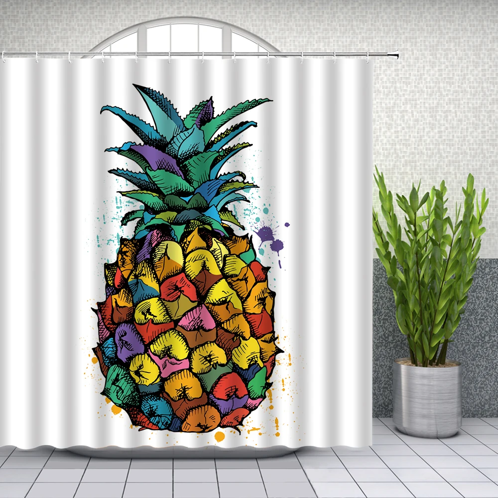 Ананасовая занавеска для душа декор ванной комнаты акварельные фрукты домашняя
