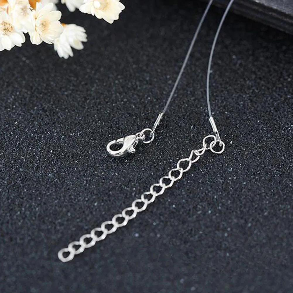 Модные женские круглый кубический цирконий кулон рыболовная леска ожерелье