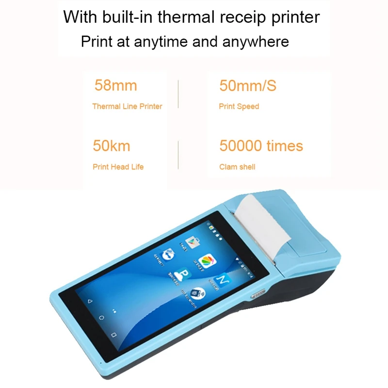 Портативный pos компьютер 5 дюймов нажмите 3g Wifi Bluetooth Android Pda Мобильный платежный