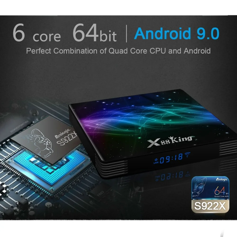 ТВ-приставка LEMADO Amlogic S922X Android 9,0 BT 5,0 4GB 128GB 4K Youtube Netflix Google голосовой помощник X88 King Android tv Box