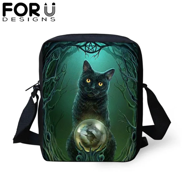 FORUDESIGNS/сумка-мессенджер с мультяшным готическим котом для девочки-подростка, новинка, сумка на плечо для женщин и детей, мини-сумка через плечо, кошелек - Цвет: CDGX1385E