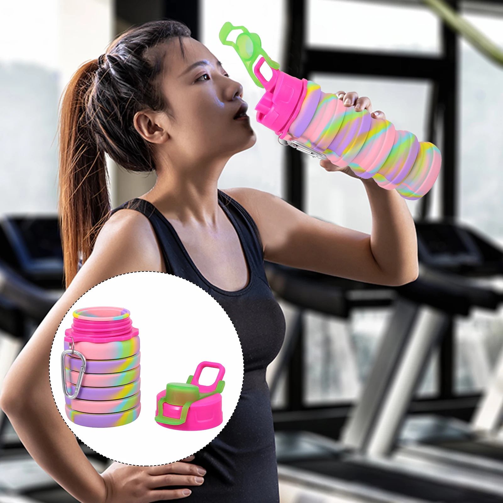 

1pcs Foldable Silicone Water Bottle Sports Silicone Water Bottle Durable Water Bottle For Travel Outdoor Sports