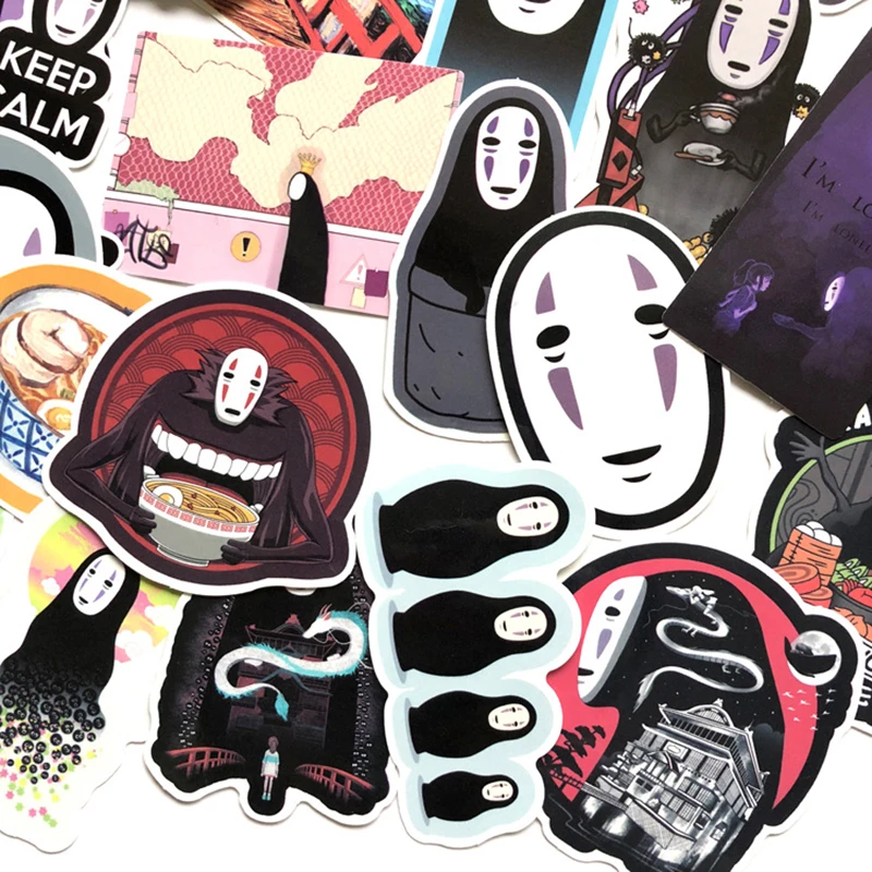 

Miyazaki Hayao Anime PVC Anime No Face Man Stickers Faceless Man Notebook Luggage Decal Fridge Skateboard Diary Stickers 40PCS