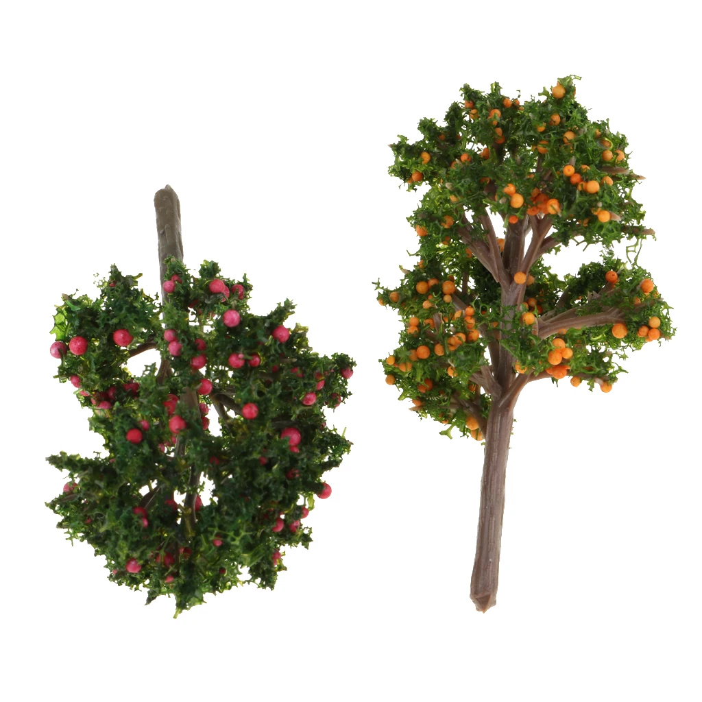 

2 Pieces DIY Resin Crafts Fruit Trees For Garden Ornament Dollhouse Plants Home