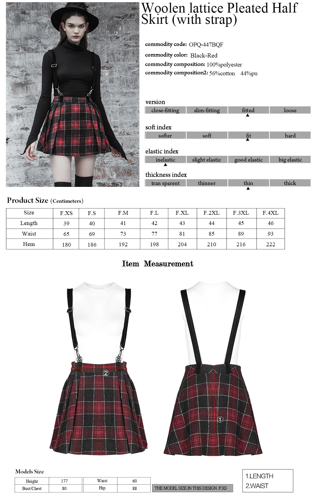 

PUNK RAVE Women's Dark Girl A Pendulum Plaid Suspender Half Skirt Punk Casual Mini Skirt for Women