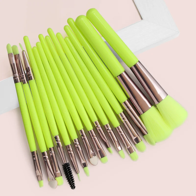 

new 15 Pcs/set makeup brushes Set Eye Shadow Blending Eyeliner Eyelash Eyebrow Brush Fluorescent Series Beauty Tool