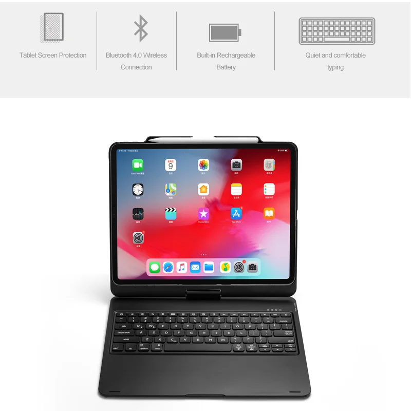 Чехол с Bluetooth клавиатурой для iPad pro 12 9 дюймов выпуска 2020 и 2018 Вращающаяся
