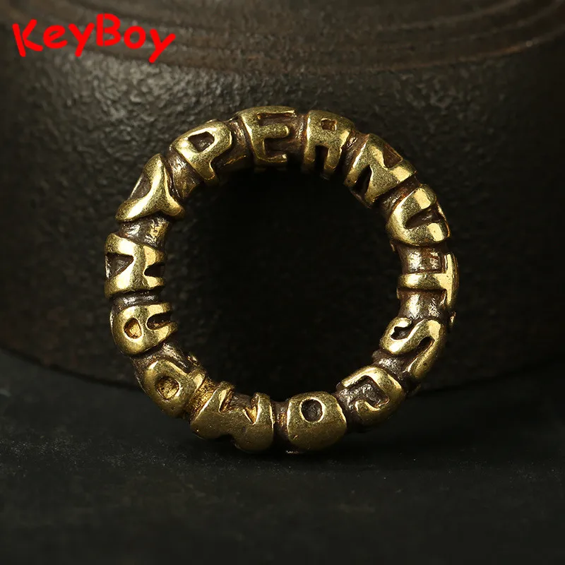 Retro Brass Letter Key Chain Ring Closed Copper Round Rings DIY Keychain Handmade Accessories Jewelry Men Car Keyring Hangings | Украшения