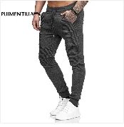 SHUJIN PuimentiuaAutumn Solid Loose Straight Men's Casual Pants Long Trousers Waist Pants Men Plus Size Cotton pantolon erkek