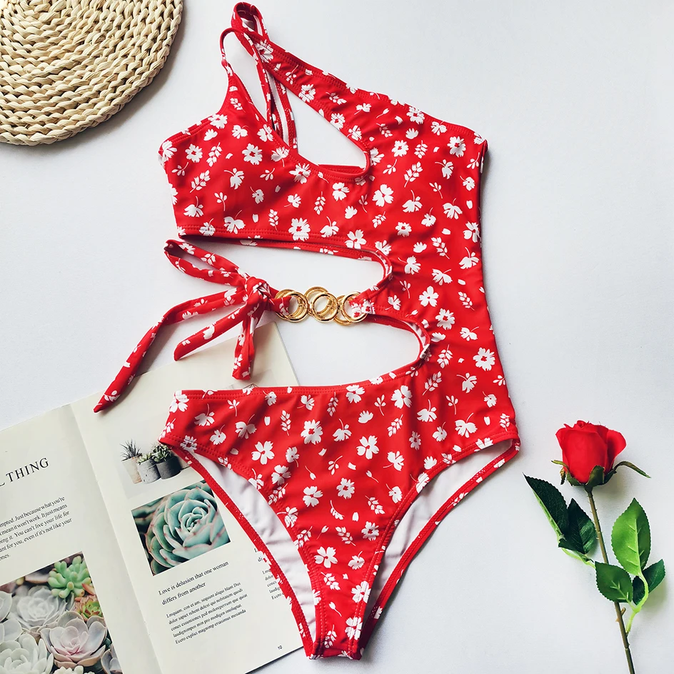 

Sexy One Piece Swimwear Women Bikini 2020 Mujer One Shoulder Push Up Swimsuit Summer Beachwear Swimming Bathing Suit Monokini